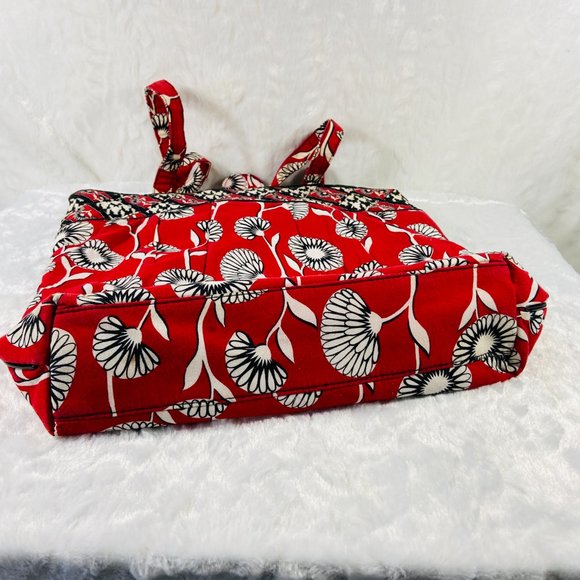 Vera Bradley Deco Daisy Print Large Handbag Red Black & White Tote Vintage print - Picture 10 of 10